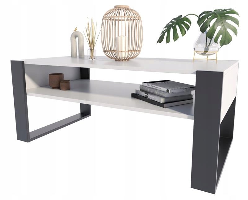 Ława stolik kawowy KAJA 120cm biały-czarny loft - 3