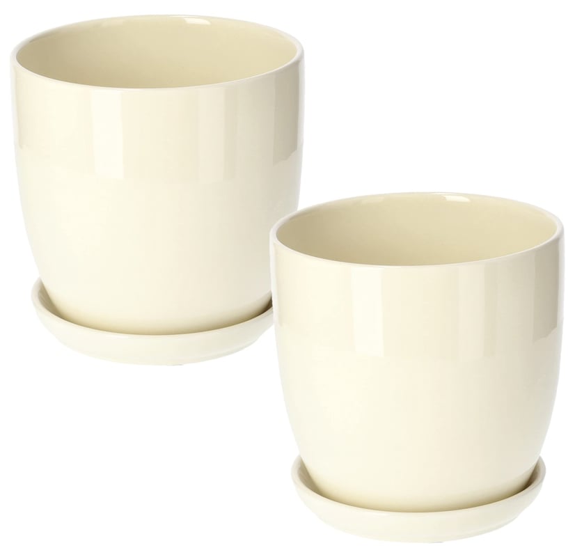 Zestaw 2x donica doniczka z podstawką ø16cm ceramiczna biała osłona kwiaty - KOTARBAU