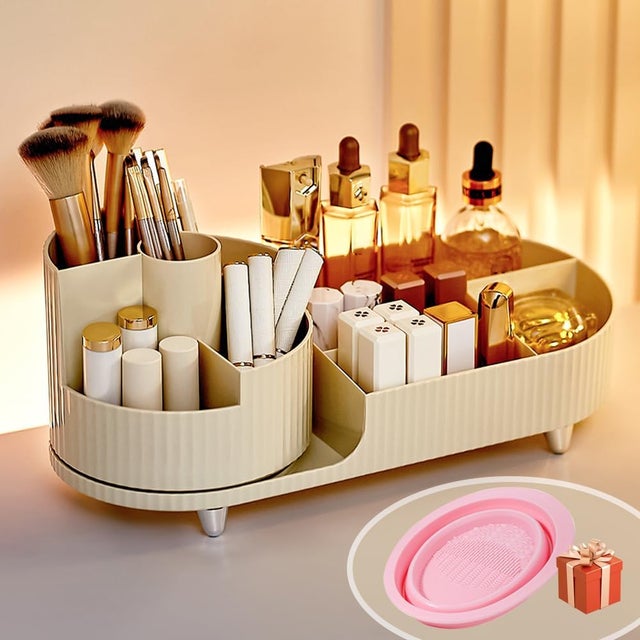 Rangement Maquillage Organisateur à 2 Tiroirs,Grande Capacité Stockage Boîte Cosmétique Multifonctionnel Pour Dresser,Salle de Bain, Skincare (Blanc)