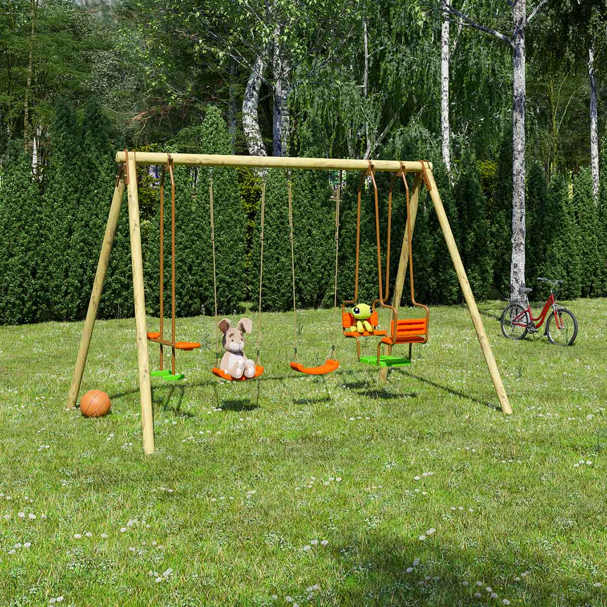 Portique bois Trigano Hali 2,30 m 6 enfants - 2