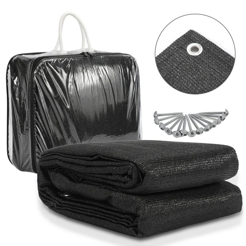 Tapis De Tente 300 X 600 Cm Anthracite - Sol De Protection PEHD Respirant, Œillets Fixation, Facile à Découper