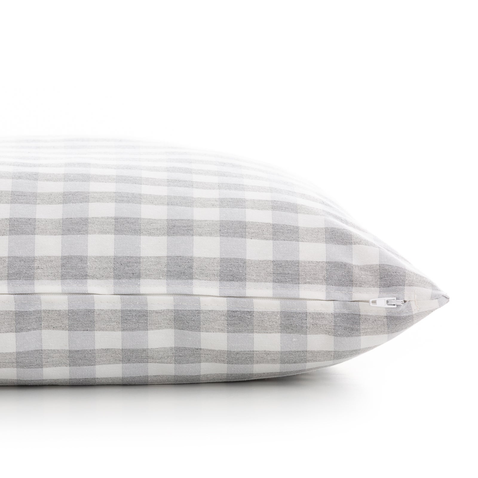 Set 2 fodere per cuscini Vichy 45x45 cm - Fodere decorative per cuscini per divano con cerniera, cotone traspirante e morbido, colore Grigio Chiaro - 2