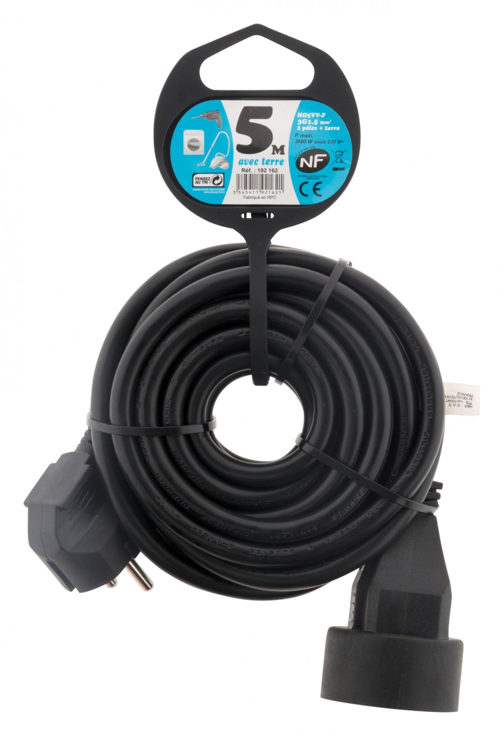 Vimar 0P32397 Prolongateur 5 M, Câble 3G1 Mm2 H05VV-F, Fiche