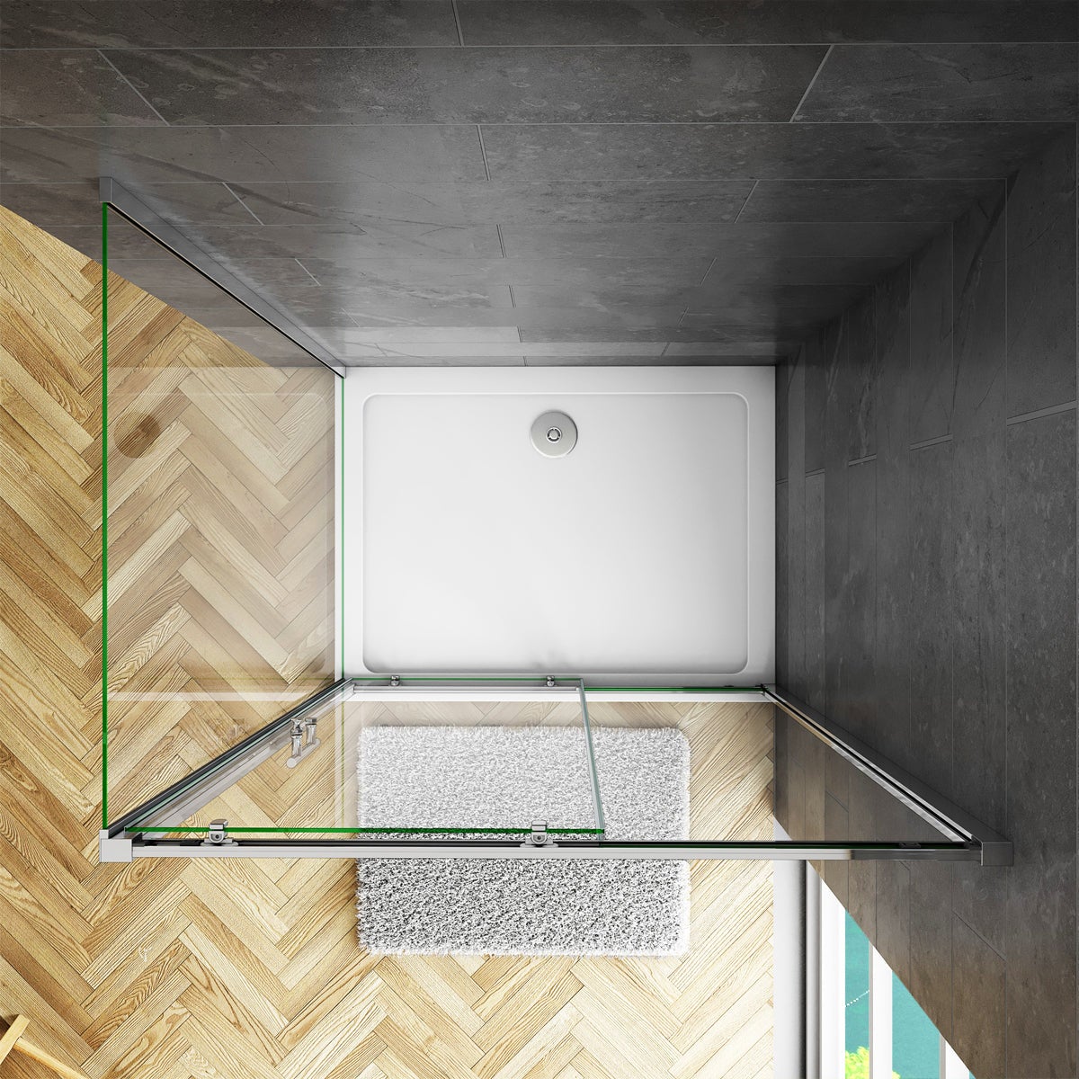 Box Doccia Angolare Alto 185 cm Misura 130x90 cm Porta Scorrevole con Parete Laterale in Vetro Temperato 5 mm Profilo Cromato Lucido - 5