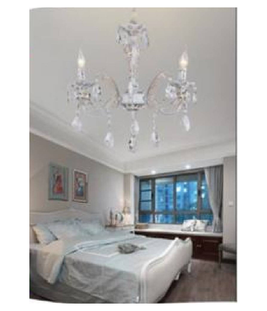 Trade Shop - Lampadario Soffitto Classico 3 Bracci Attacco E14 Vetro Effetto Cristallo A01-3 - - 2