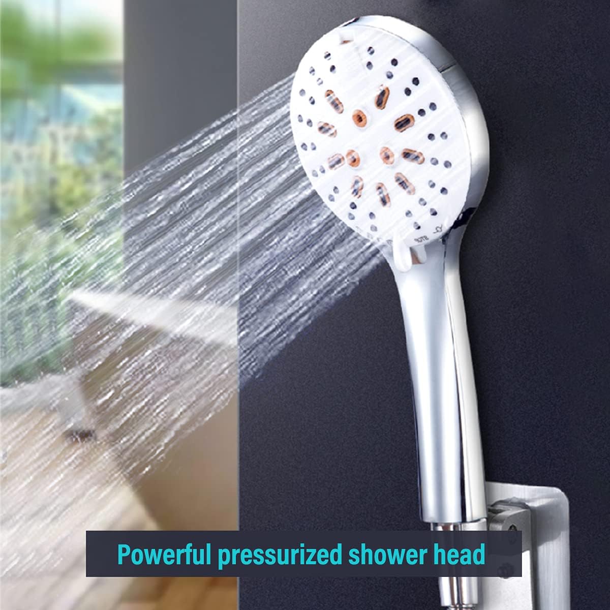 Pommeau De Douche Haute Pression 7,6 Cm - Anti-calcaire, économie D'eau, Effet Pluie, Filetage G1/2, ABS - 5