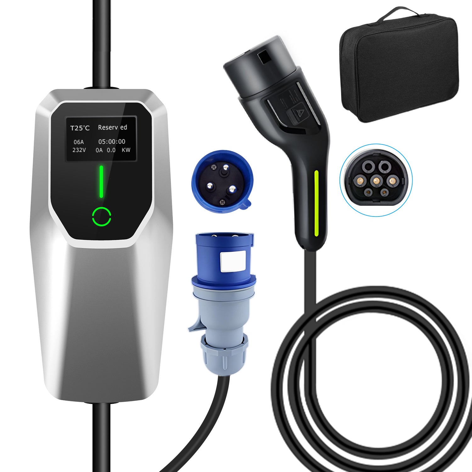 Cavo Di Ricarica Tipo 2 Aperto – 8 M, 7 KW Monofase 32 A, Per Wallbox E Stazioni Di Ricarica, Compatibile IEC 62196