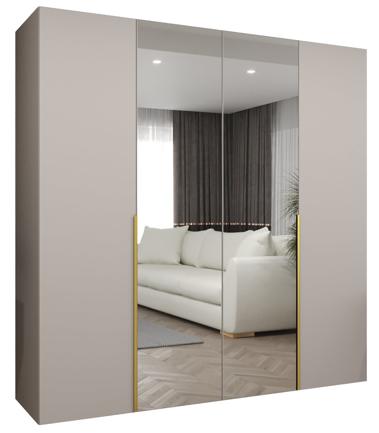 Szafa uchylna otwierana Alicante 2 200 x 52 x 202 cm kaszmir + u. złoty Abiks Meble