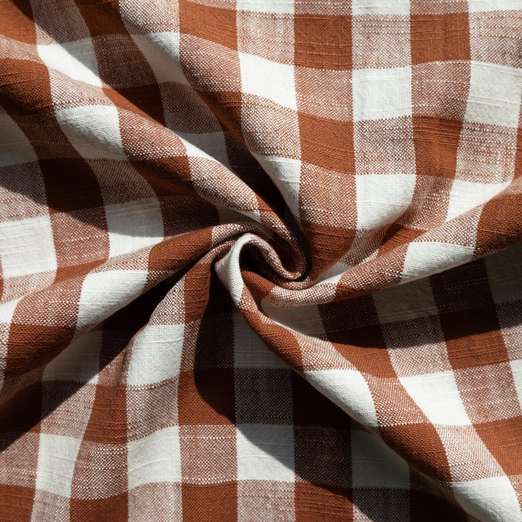 Édredon réversible coton flammé motifs rayures et vichy LOURMARIN - Terracotta - 70x200 cm - Coton - 7
