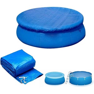 Shinyzone 183cm Copertura Rotonda per Piscina Gonfiabile,Resistente Tela Cerata Antipolvere Antipioggia Antivento per Piscina Tonda Fuori Terra,Blu