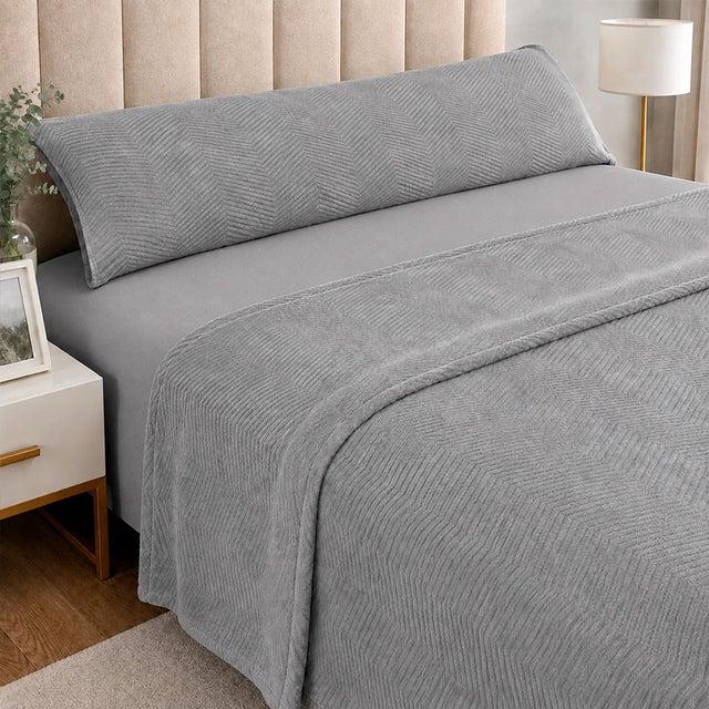 Juego Sábanas Invierno Coralina Canalé Jacquard 220 gr Geo (Gris - 135 cm) RUFINO DÍAZ