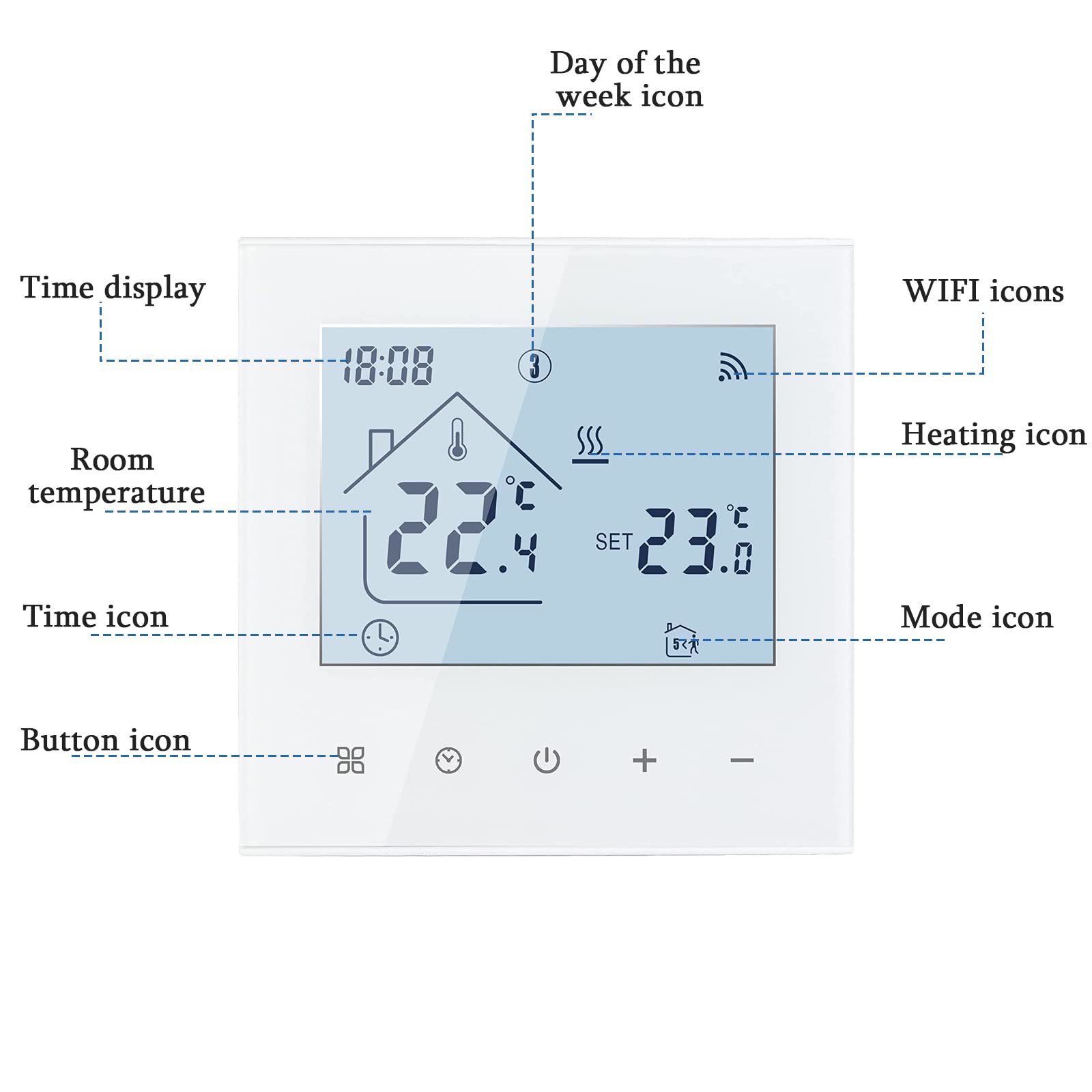 Thermostat intelligent WiFi, pour chauffage au sol, WiFi, écran LED, écran tactile, thermostat numérique, compatible avec Alexa (chauffage chaudière) - 9
