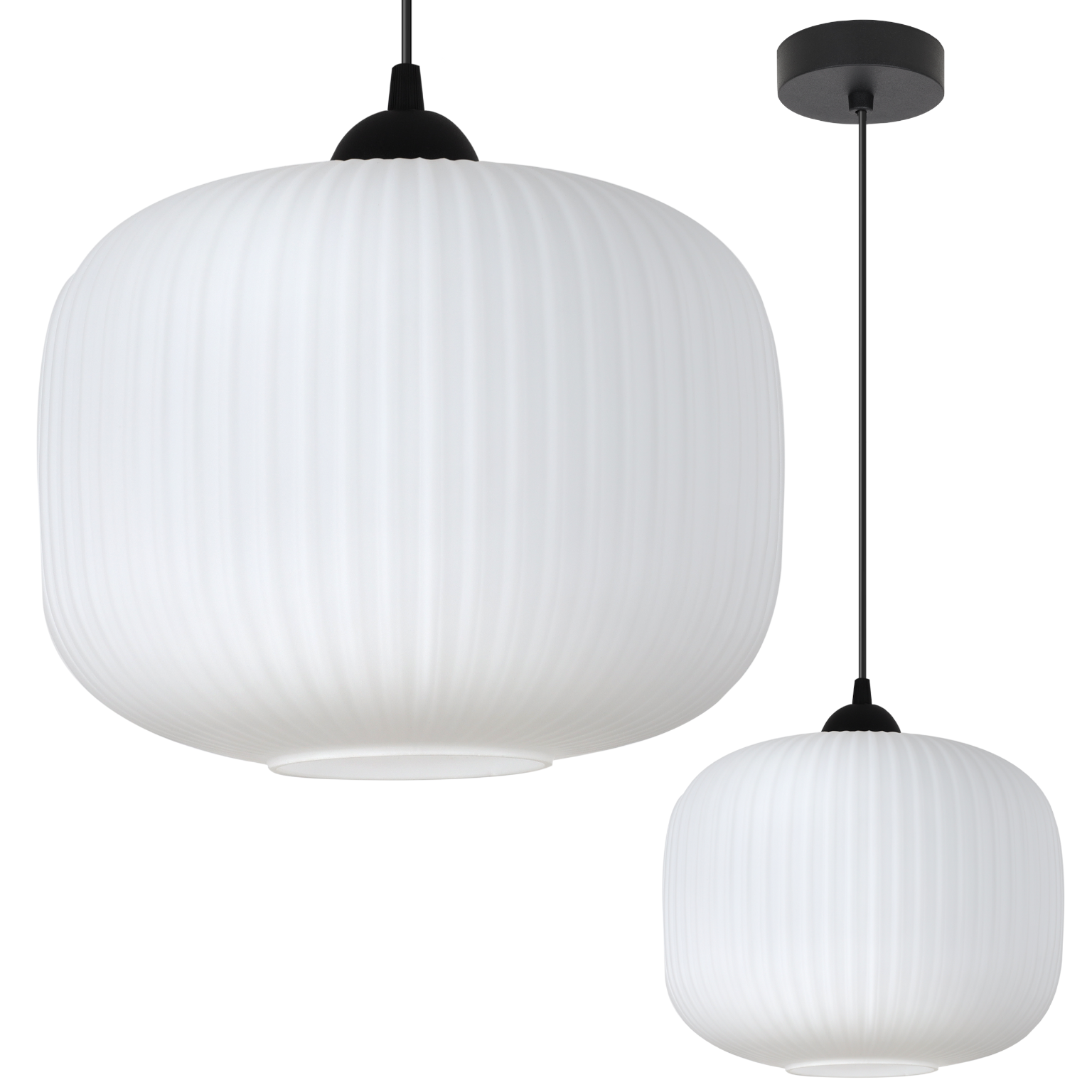 Lampa sufitowa wisząca Riffle loft 1xE27 klosz walec 25cm biały/czarny Light Home LH