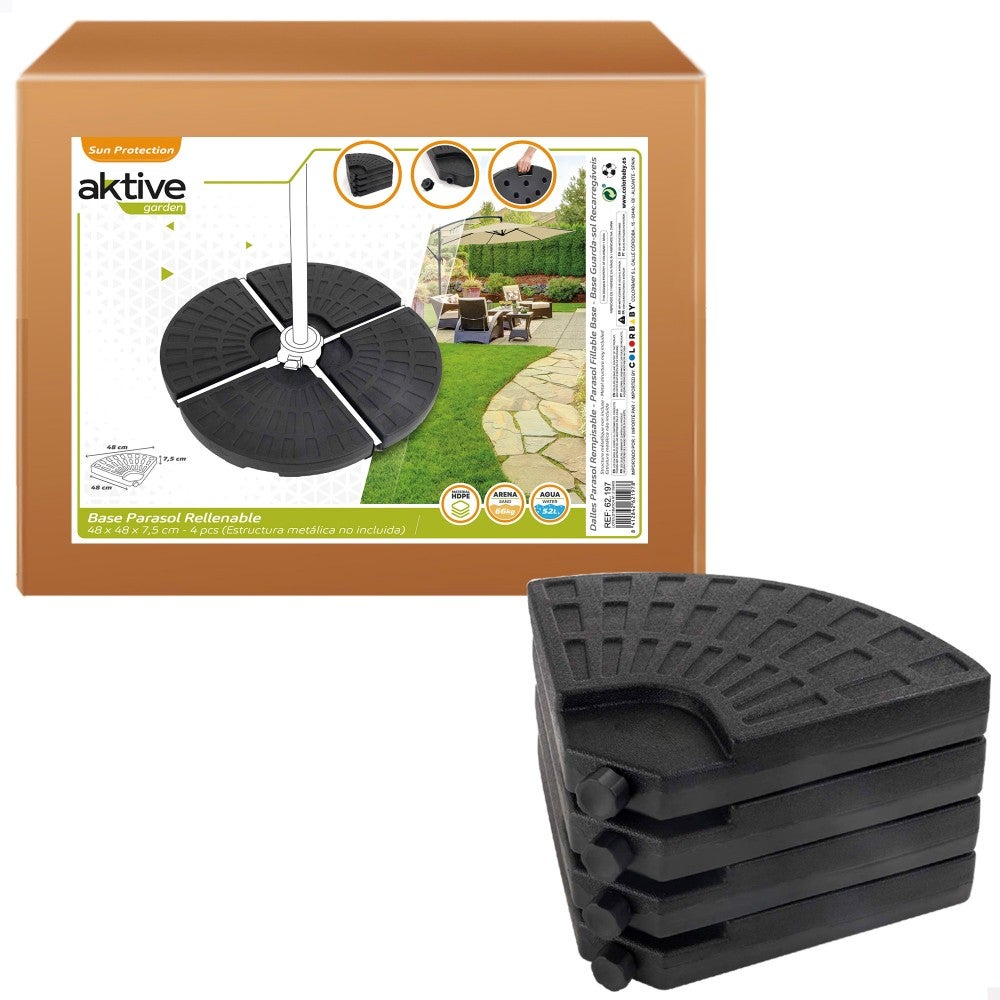 Pie parasol rellenable redondo 4 piezas aktive garden 48x48x7,5 cm