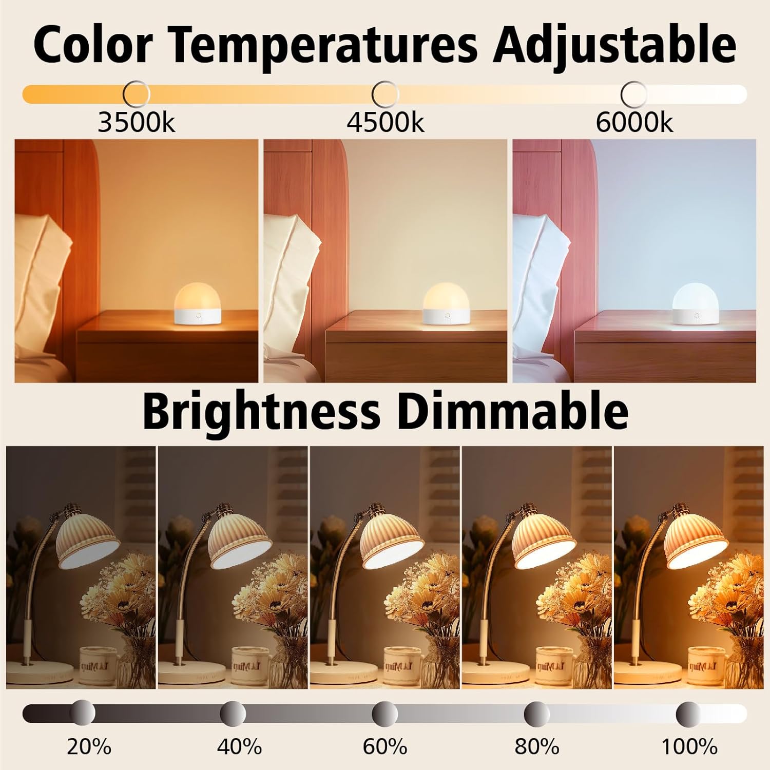 Lot de 2 ampoules rechargeables avec minuterie et télécommande, ampoule à piles à intensité variable, E14, 3 températures de couleur - 3