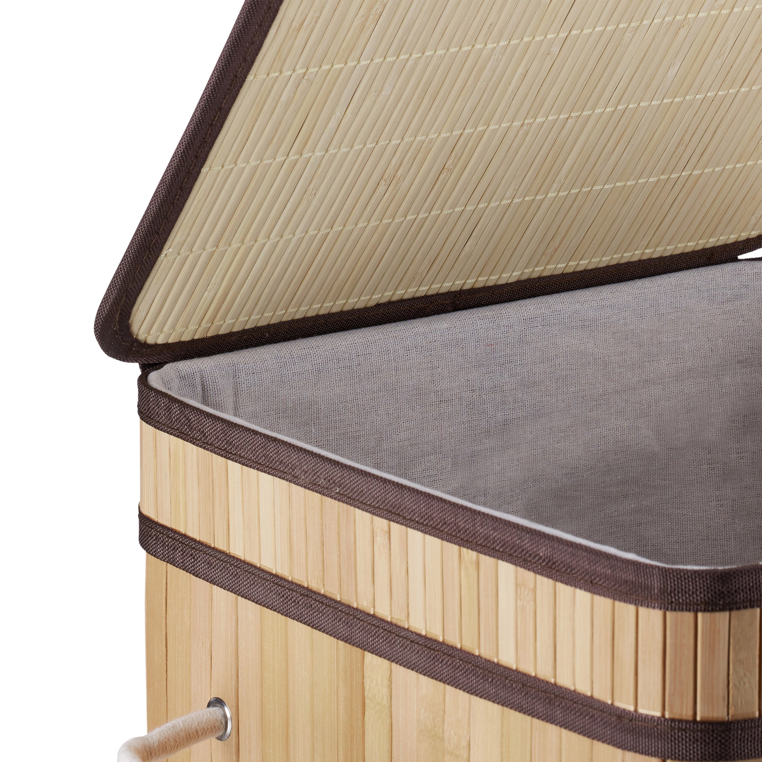 Corbeille à linge pliable, Bambou, avec anse, 70 litres, couvercle, HxlxP 63 x 36 x 36 cm, nature, Relaxdays - 7