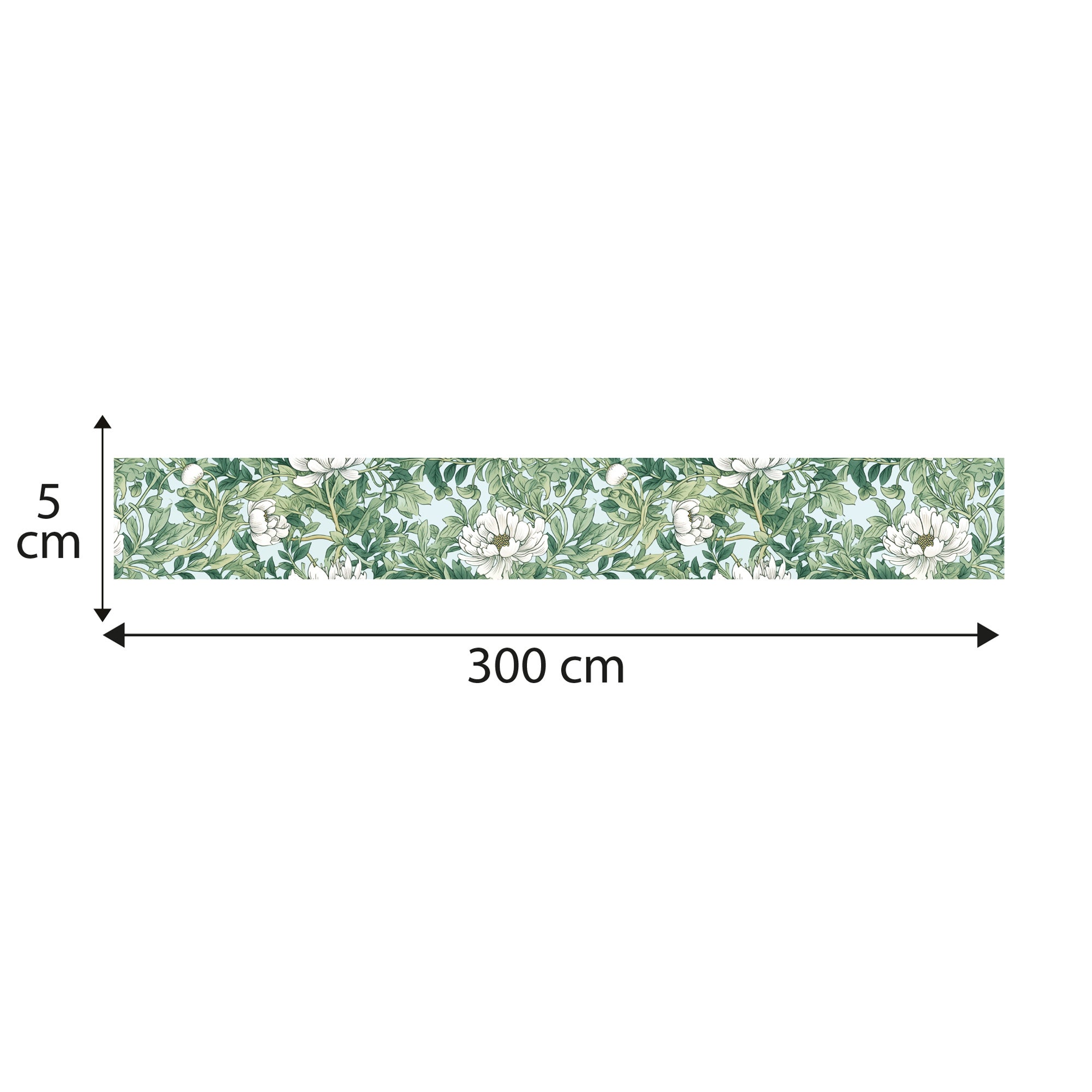 Frise décorative adhésive, frise william morris tendance feuilles et fleurs mélangées, 5 cm X 300 cm - 5