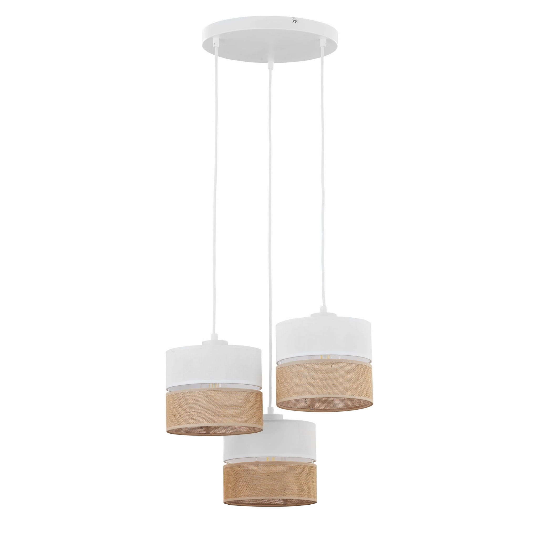 Lampa wisząca Linobianco biało-beżowa 3xE27x15W wym: 140 x 47 x 47 cm tkanina TK Lighting