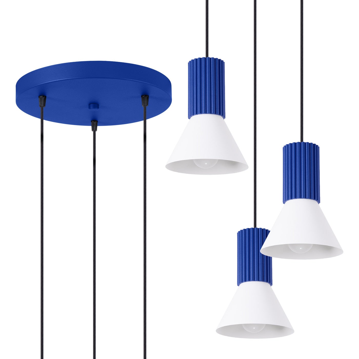 Lampa sufitowa ryflowana ESTRIA ultramaryna 3xE14x15W metal wym:120x30x30cm IP20 Sollux Lighting - 2