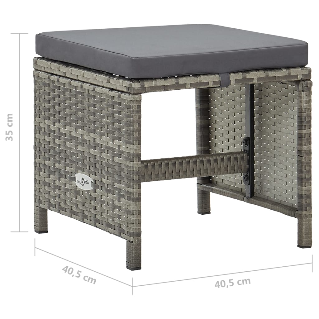 Maison Exclusive - Sgabelli da Giardino 4 pz con Cuscini in Polyrattan Grigio - 6