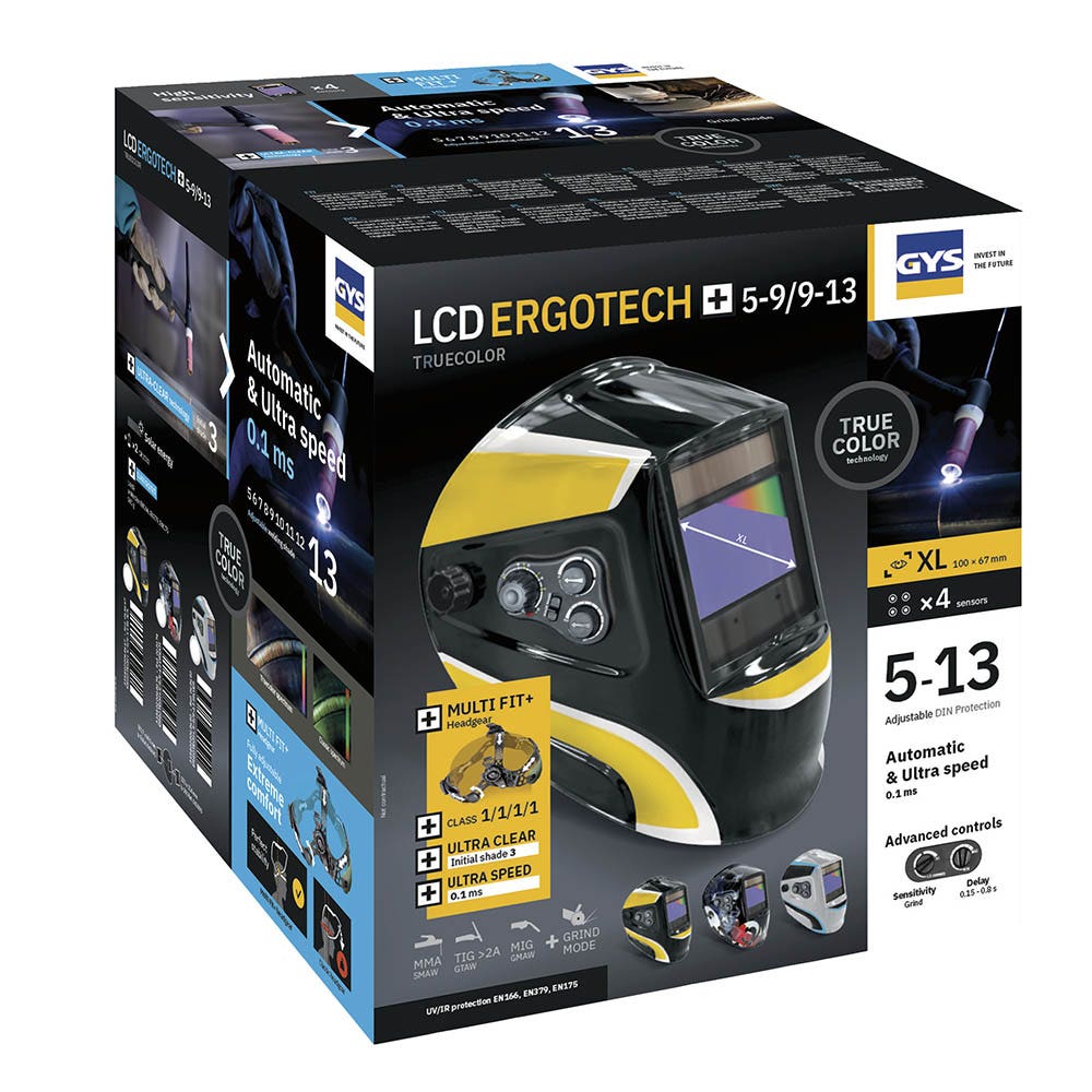 Masque de Soudeur GYS 068667 LCD Ergotech+ 5-9/9-13 Black True Color - 3