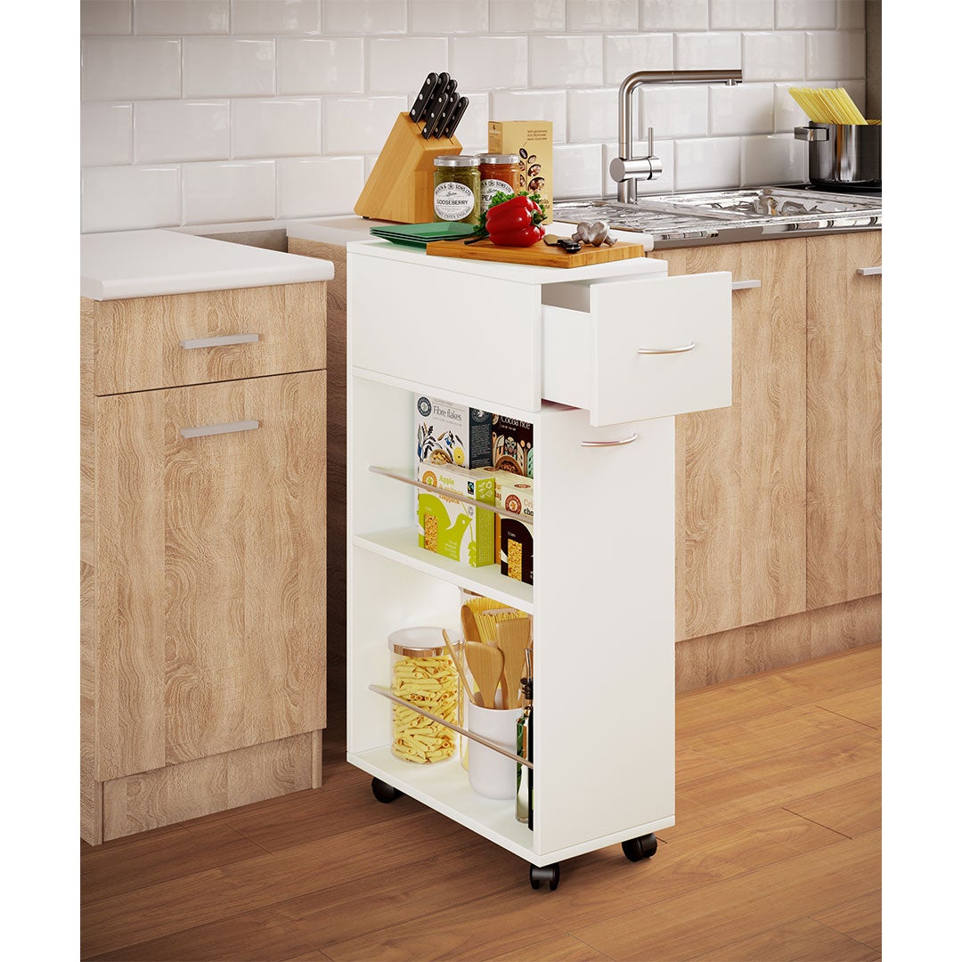 VCM Muebles de cocina que sirven carritos Tusal Blanco H. 85 x B. 25 x T. 50 cm - 3
