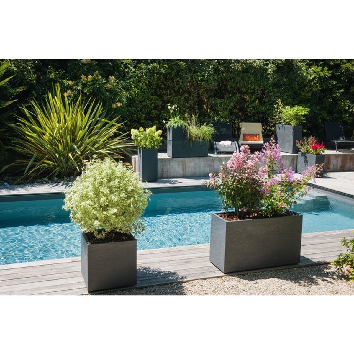 Jardinière muret EDA Volcania Loft L 46 L anthracite double paroi - 8