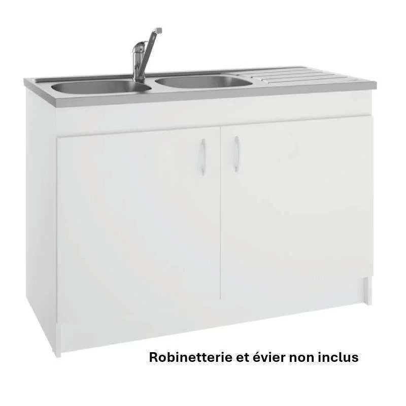 Néova - Meuble sous-évier SIM'NF mélaminé blanc 2 Portes - 90cm - S12N02090 - 2