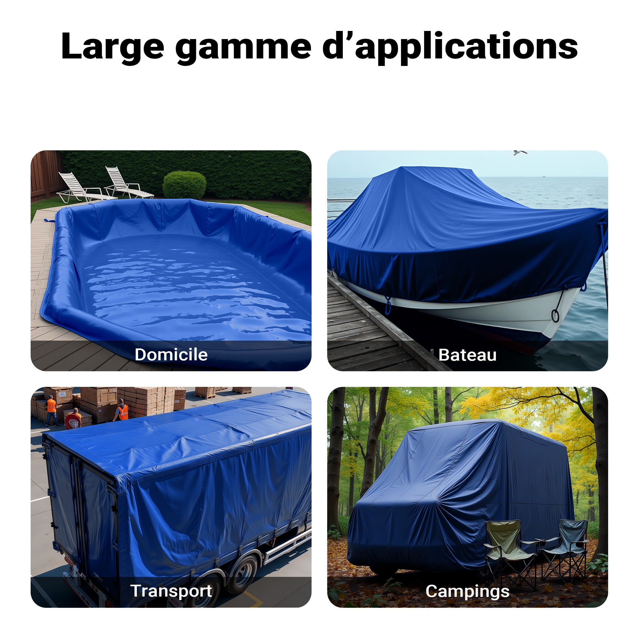 Wiltec Telone occhiellato blu 2 x 3 m resistente alle intemperie e a raggi UV, impermeabile, robusto telo di protezione in poliestere 650 g/m² con - 7