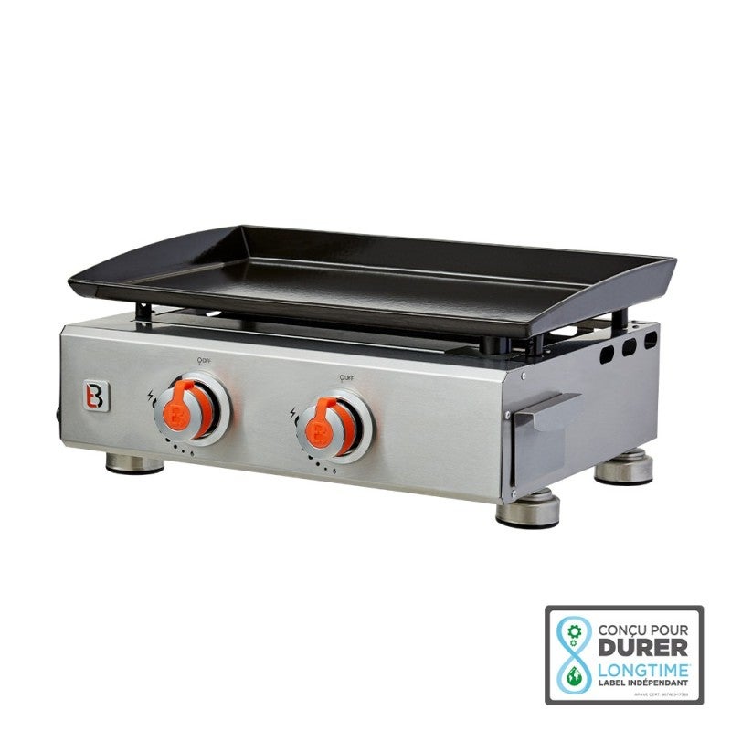 BRASERO Plancha Alicia II INOX 2 Feux - Surface 52x34 Cm - 5 KW - Jusqu'à 8 Convives