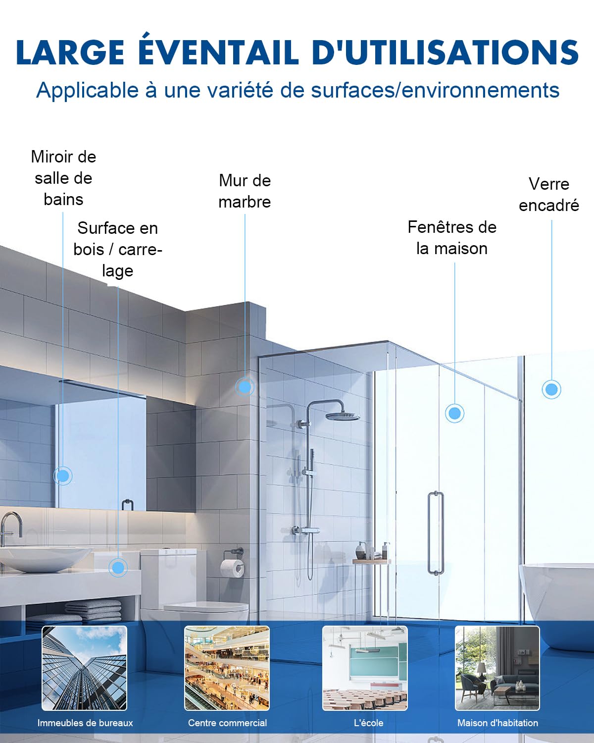 Robot Nettoyeur Vitre Automatique, avec Fonction de pulvérisation d'eau, Navigation Intelligente, Triple Système de Sécurité, pour Surfaces Lisses - 5