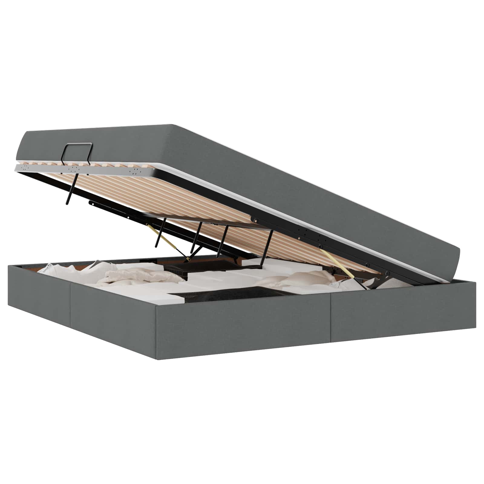 Lit avec rangement et matelas gris foncé 160 x 200 cm polyester - 2