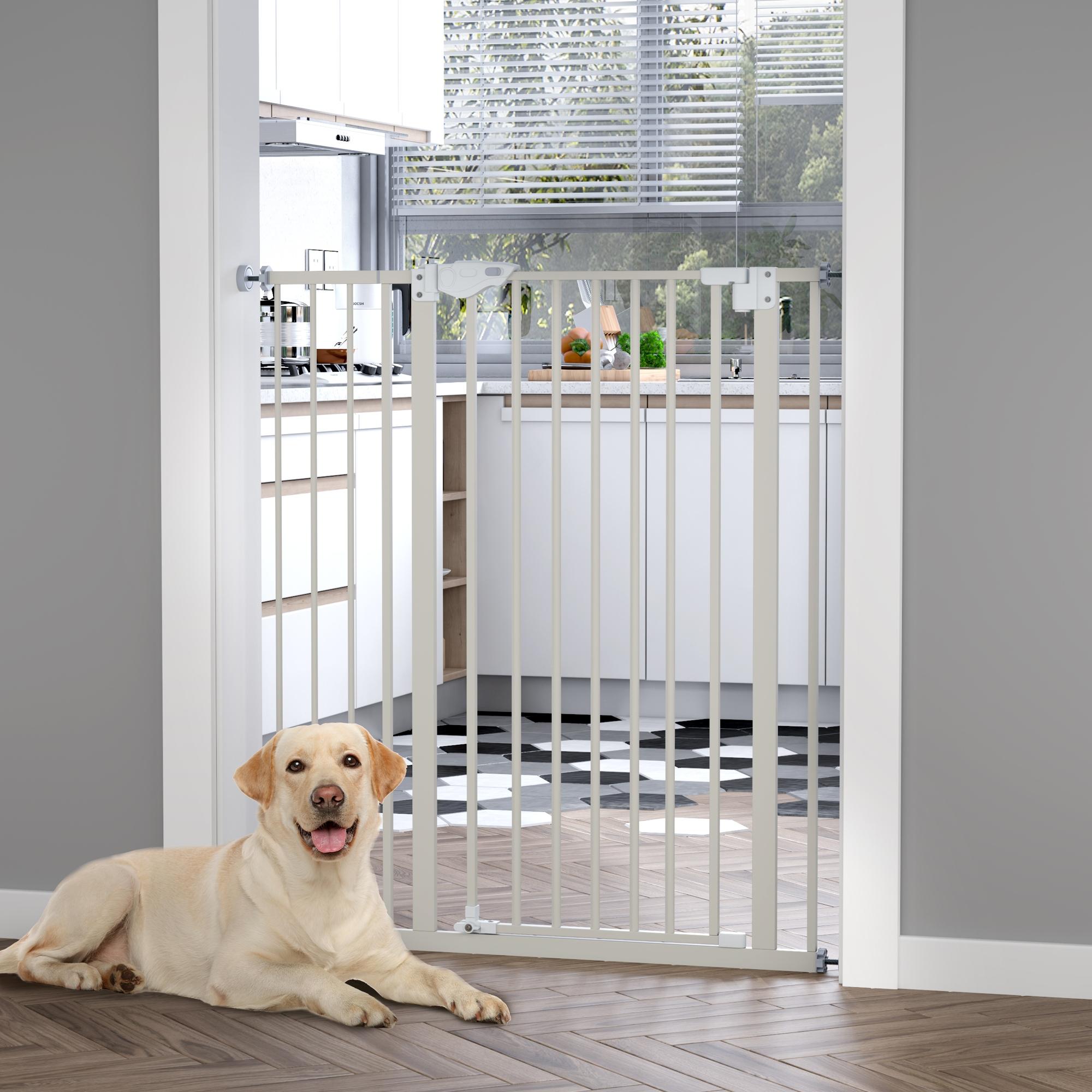 PawHut Cancelletto per Cani con 4 Viti Regolabili e Nastro Adesivo, in Metallo e Plastica, 86x104.1 cm, Bianco - 2