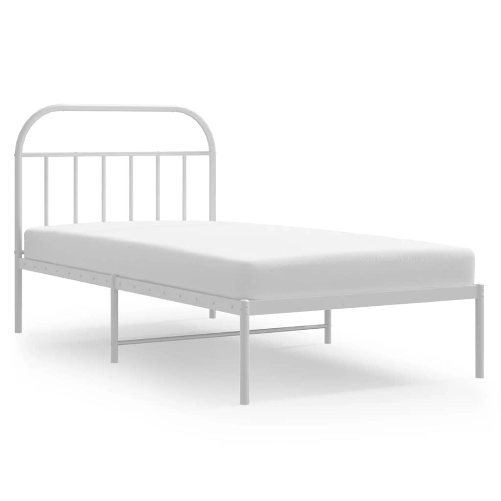 Łóżko Białe Metalowe Rama Łóżka Ze Stelażem Do Sypialni Pokoju 100x190 cm