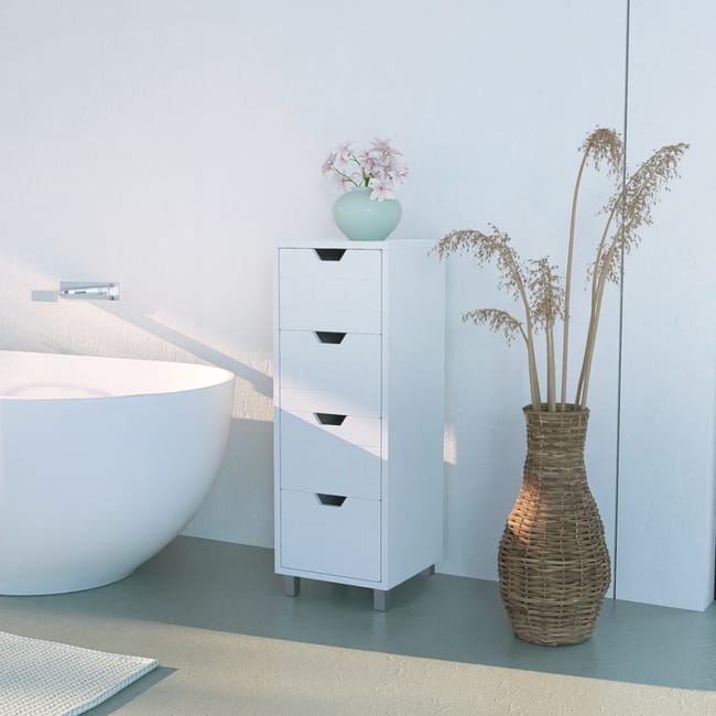 Armadietto Da Bagno Con 4 Cassetti - Bianco 30x60x85 Cm - Foto 9