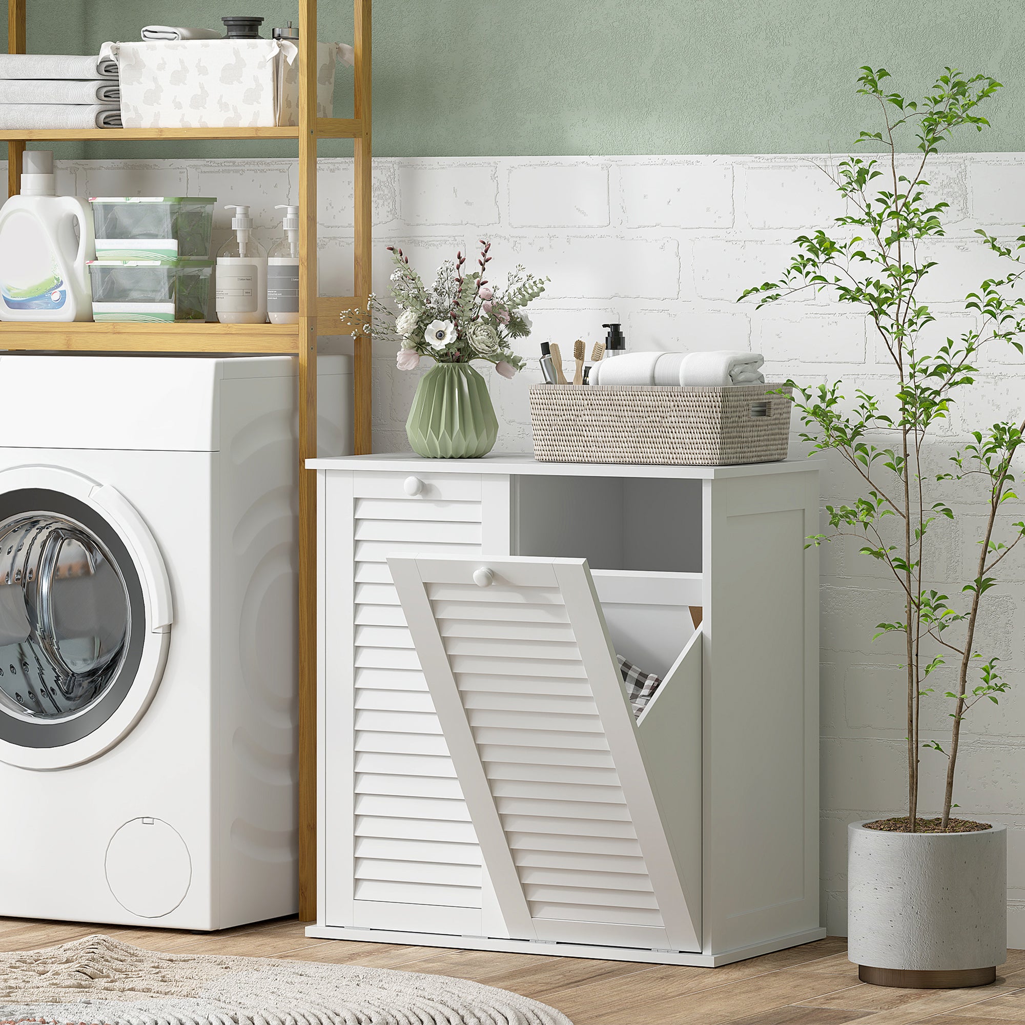 Meuble De Salle De Bain Avec Panier A Linge Integre