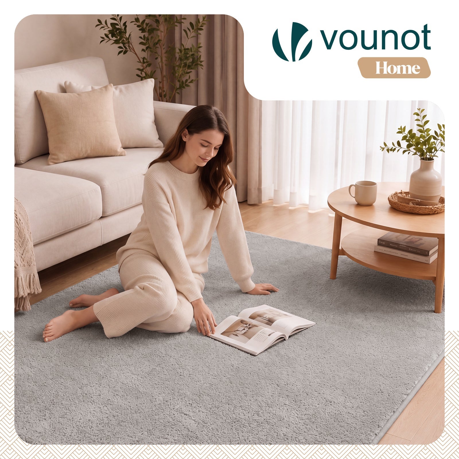 VOUNOT® Alfombra Moderna para Salón 160x230 cm, Gris - 2