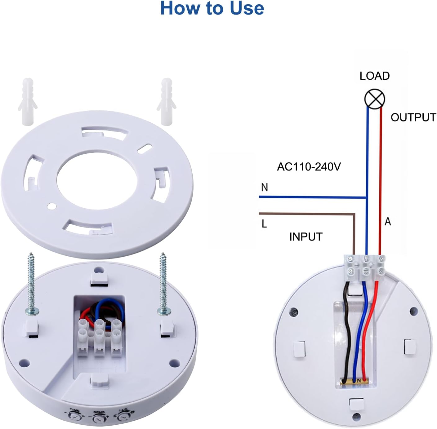 1PC Capteur de présence à Montage au Plafond,Interrupteur à détecteur de Mouvement PIR 220-240V,Interrupteur de lumière à détecteur de Mouvement Haute - 5