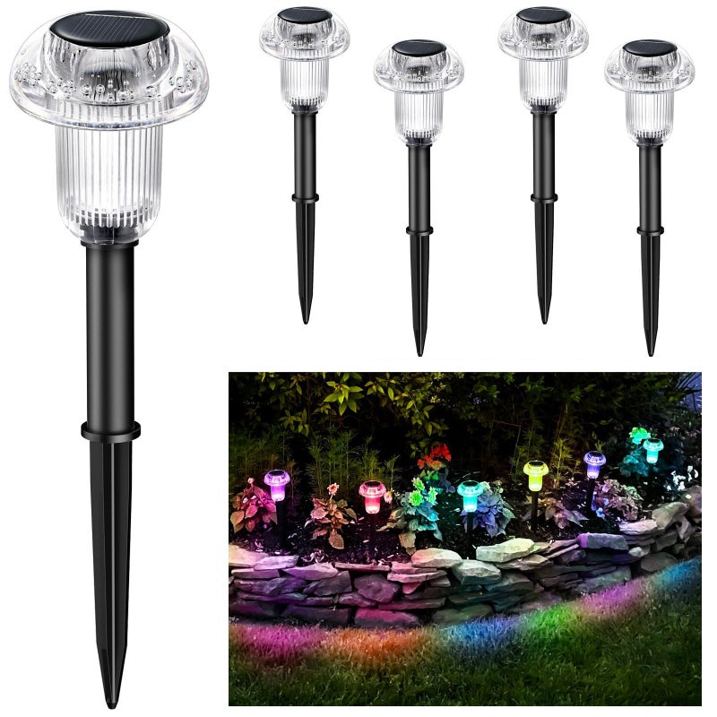 Zewnętrzne lampy solarne Zestaw 4 lamp solarnych Wodoodporne lampy ogrodowe LED w kształcie grzybów Zmiana koloru