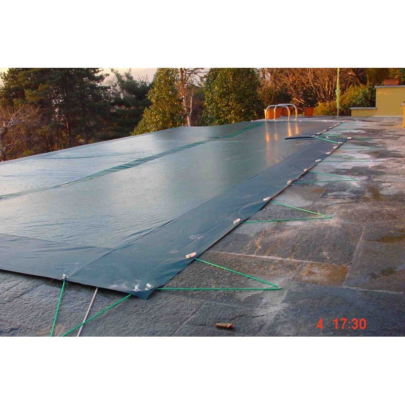 Cubierta de piscina 6x10m pvc 600gr/m² verde - protección contra las hojas en invierno, ojales de 50cm seguridad para niños y protección uv