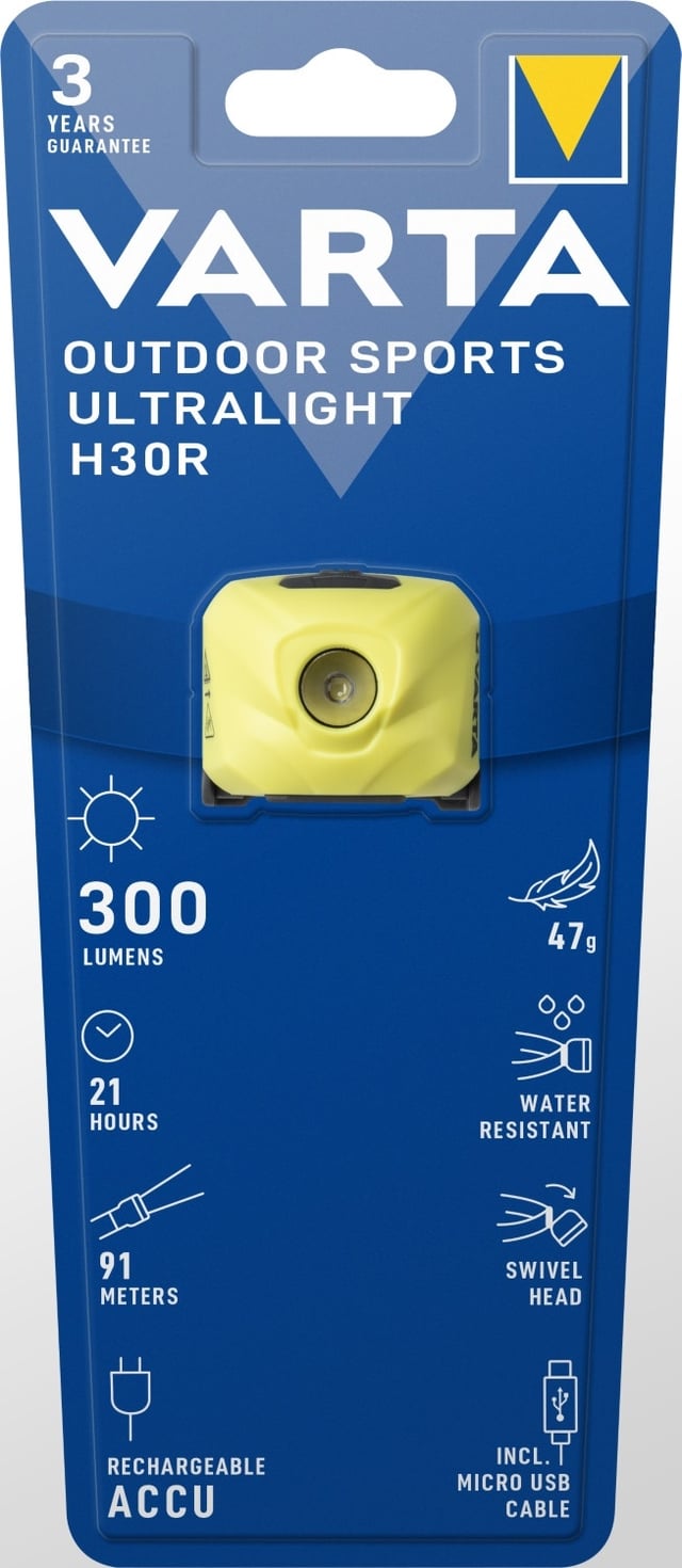 Varta OUTDOOR SPORTS ULTRALIGHT H30R Citron vert Lampe frontale LED