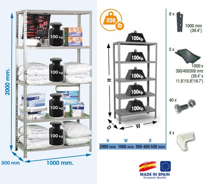 SimonRack Étagère métallique, 90 x 80 x 30 cm, (H x l x L