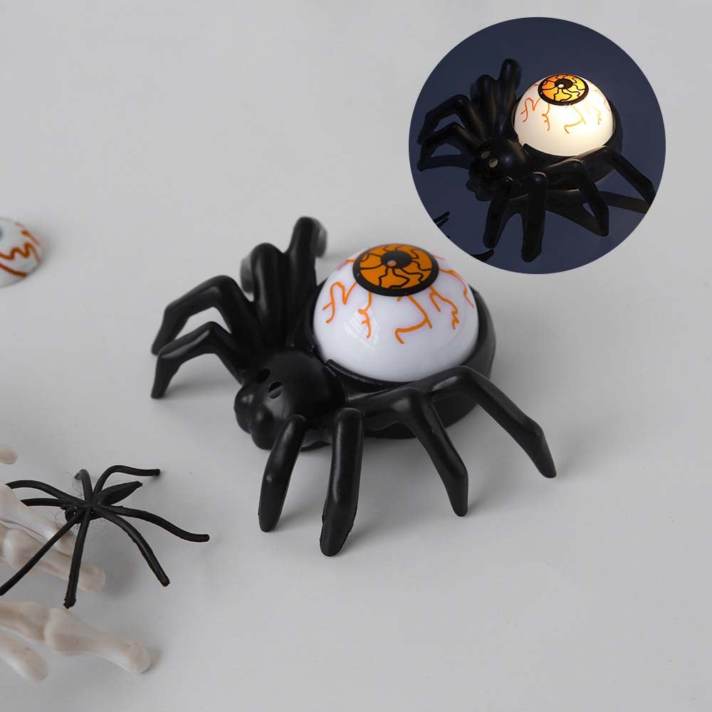 Zestaw 12 pająków LED ze świecącymi oczami - przerażająca dekoracja na Halloween, idealna do domów, na imprezy i do dekoracji sezonowych, czerwona