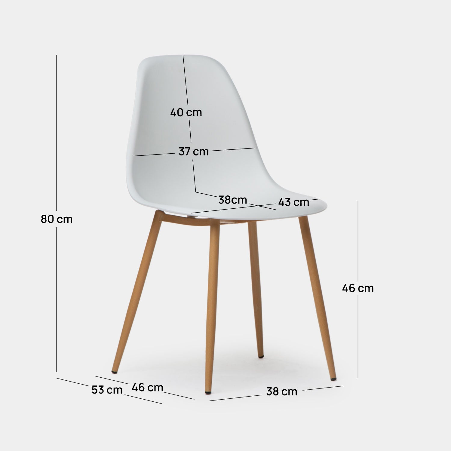 Chaise en polypropylène blanc avec pied naturel Nina - 3