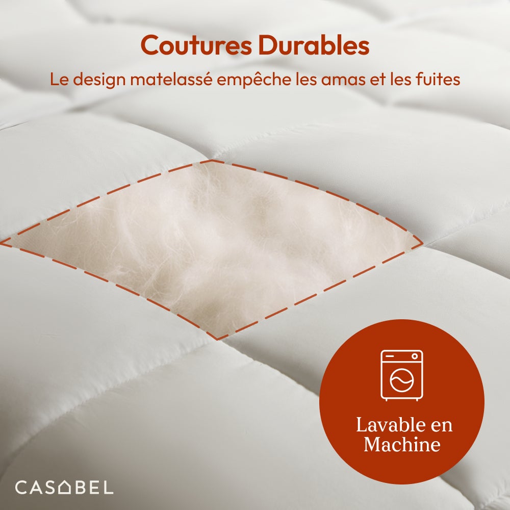CASABEL Couette 240x260 cm, 450 gsm Polyester 4 Saisons, Respirante, Thermorégulatrice, Lavable - 5