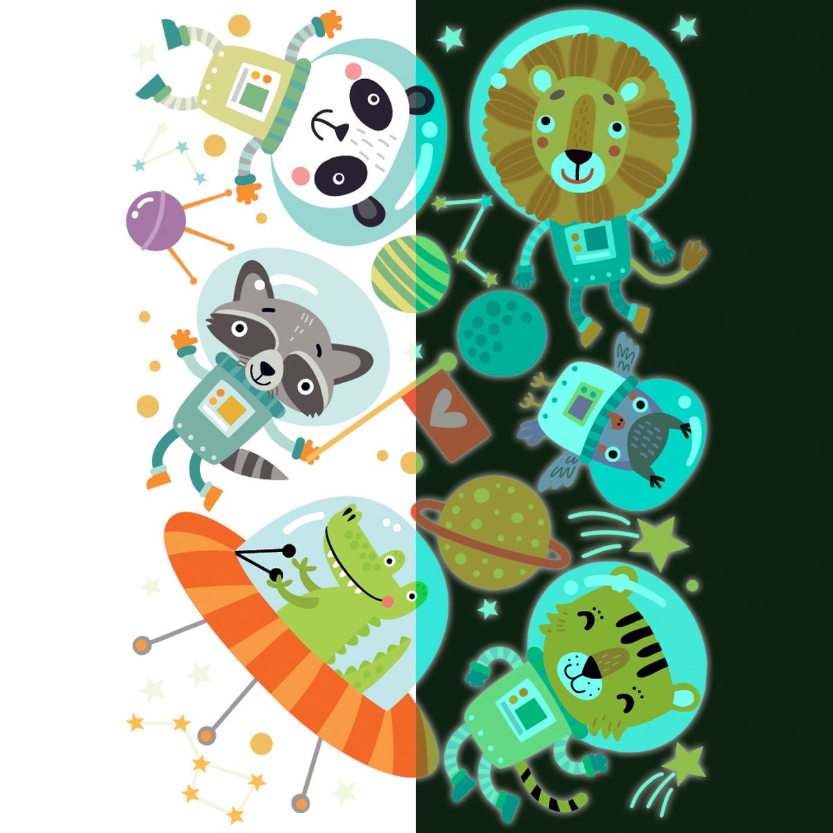 Adesivos fosforescente della avventurieri spaziali - Sticker adesivo - adesivi murali - 70x50cm - 4