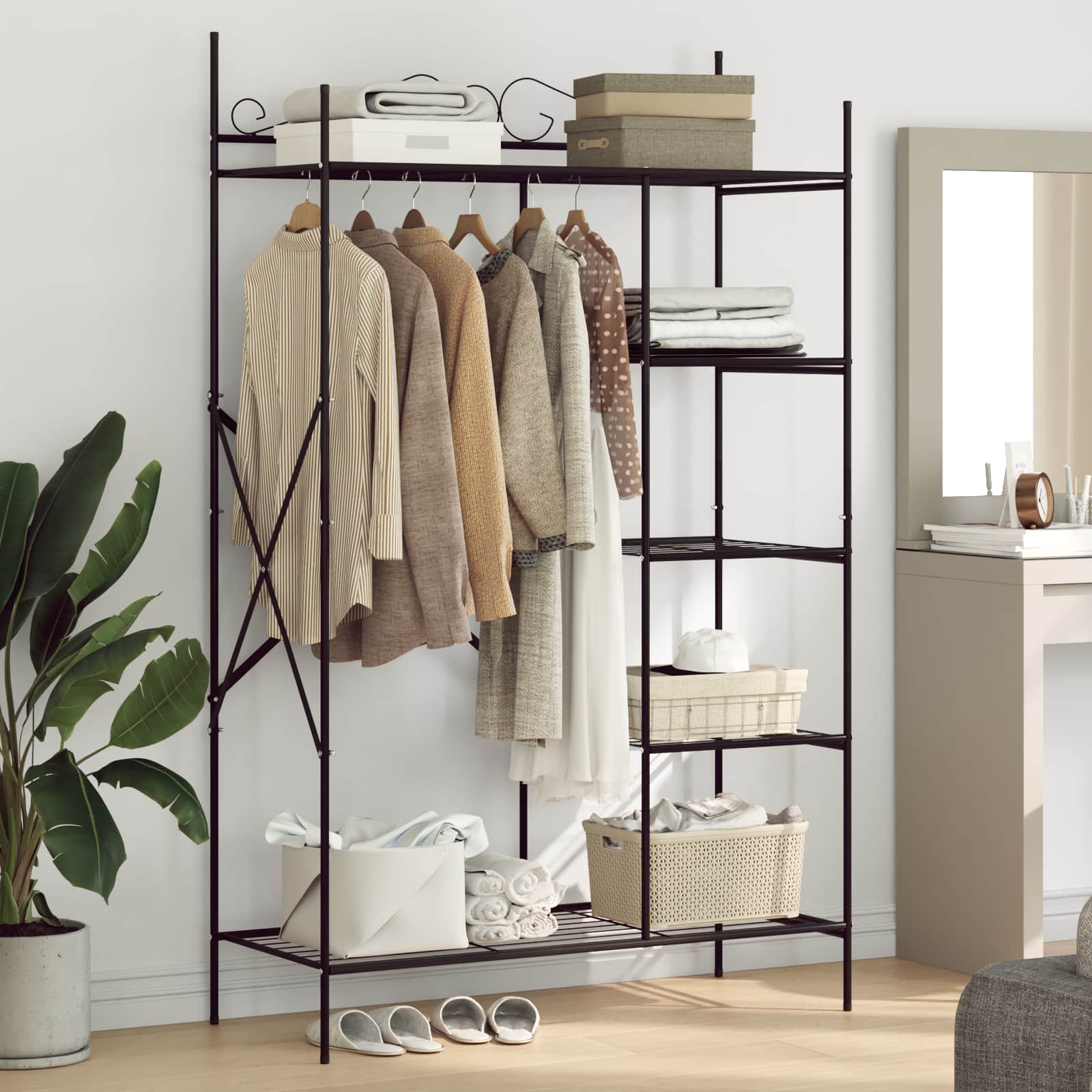 Armario Abierto con estante Negro 104,5 x 45 x 172 cm Acero vidaXL ...
