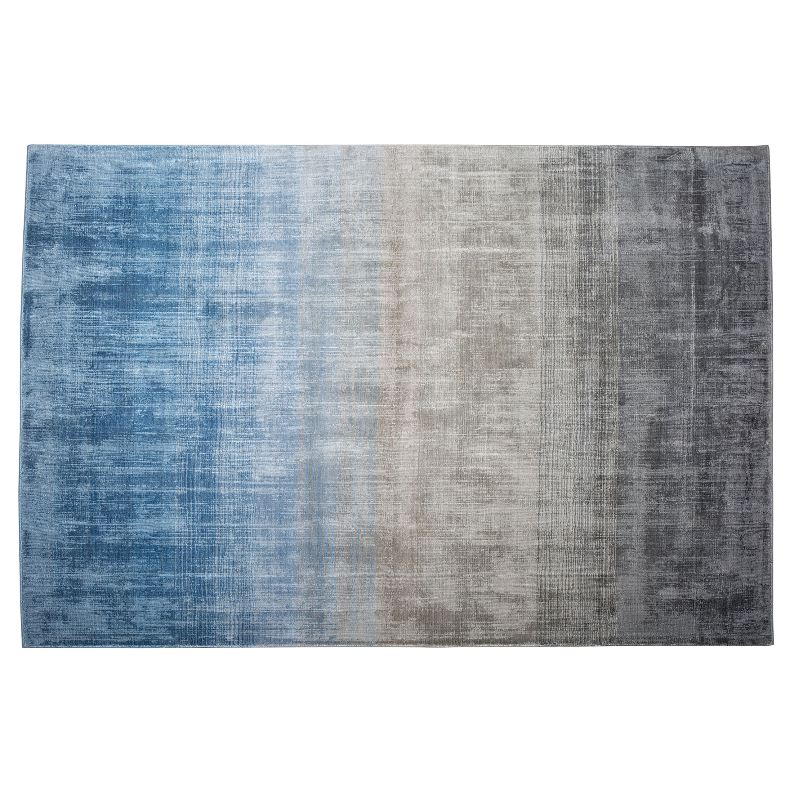 Beliani alfombra de viscosa gris claro/azul claro/beige 140 x 200 cm ercis