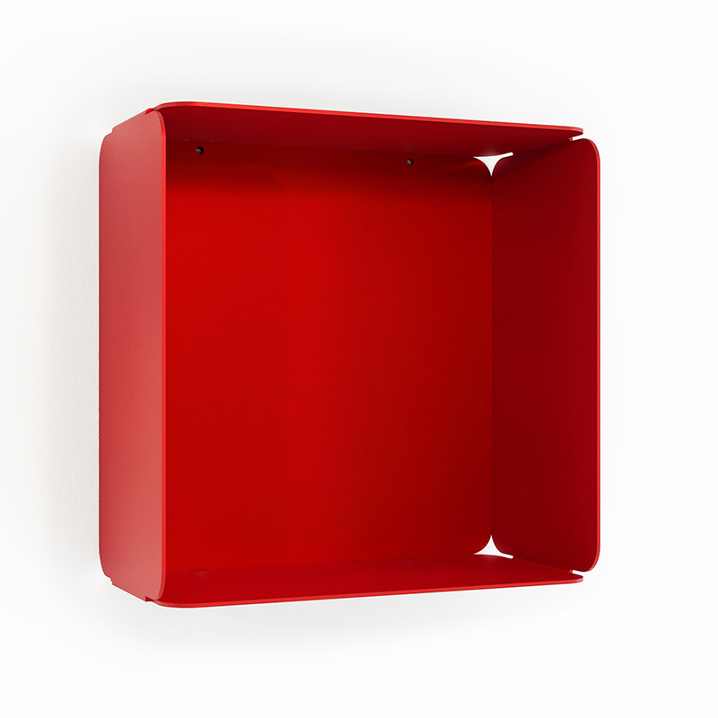 Etagère murale cube DECO-GEM, acier finition époxy rouge, fond même ...