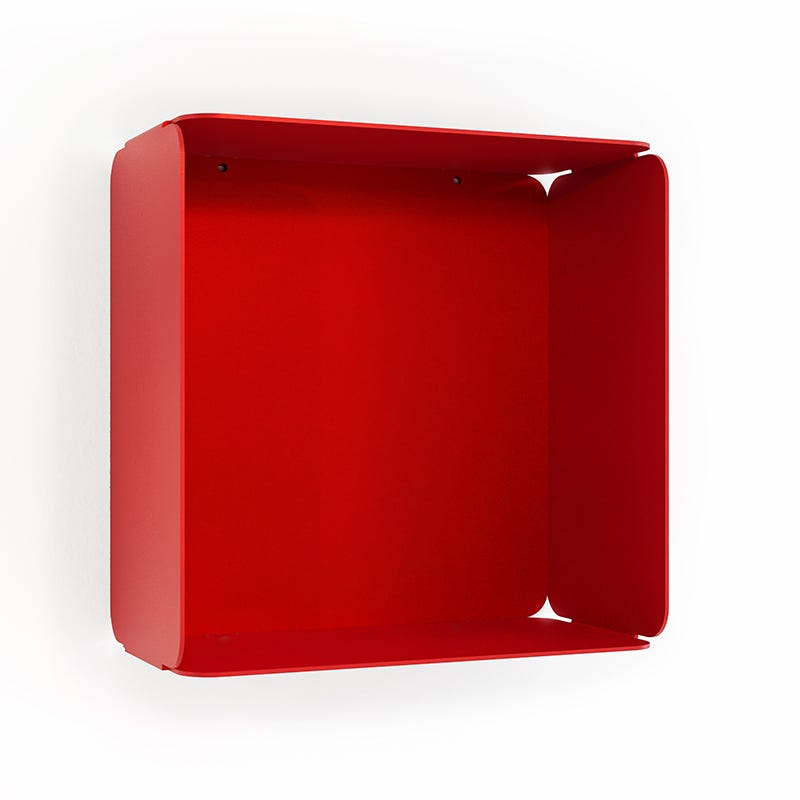 Etagère murale cube DECO-GEM, acier finition époxy rouge, fond même ...